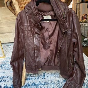 Brown Faux Leather Jacket